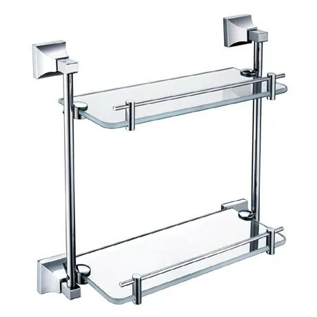 Heritage Bathrooms Heritage Chancery Double Glass Shelf - Chrome - ACHDGSC 1 Heritage Bathrooms Heritage Chancery Double Glass Shelf - Chrome - ACHDGSC