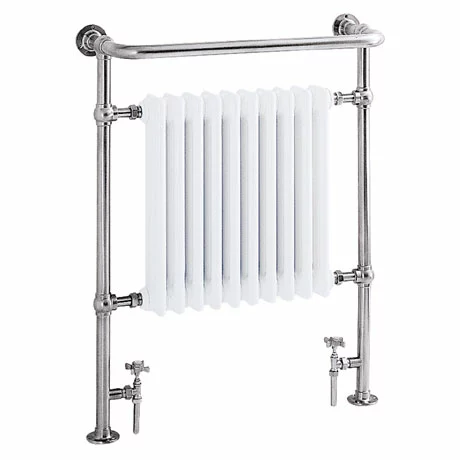 Heritage Bathrooms Heritage - Clifton Heated Towel Rail With Crosshead Valves - Chrome - AHC73 1 Heritage Bathrooms Heritage - Clifton Heated Towel Rail With Crosshead Valves - Chrome - AHC73