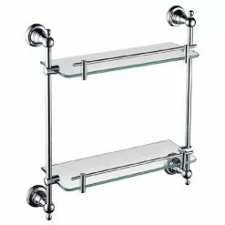 Heritage Bathrooms Heritage Holborn Double Glass Shelf - Chrome - AHODGSC