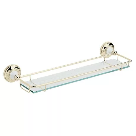 Heritage Bathrooms Heritage - Clifton Glass Gallery Shelf - Vintage Gold - ACA08 1 Heritage Bathrooms Heritage - Clifton Glass Gallery Shelf - Vintage Gold - ACA08