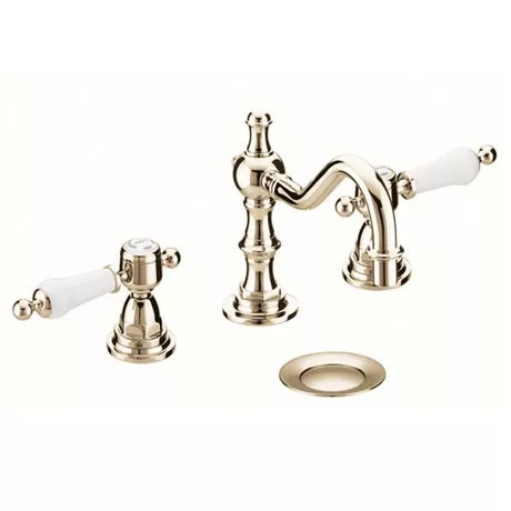 Heritage Bathrooms Heritage - Glastonbury 3 Hole Swivel Spout Basin Mixer With Pop-up Waste - Vintage Gold - TGRG09 1 Heritage Bathrooms Heritage - Glastonbury 3 Hole Swivel Spout Basin Mixer With Pop-up Waste - Vintage Gold - TGRG09