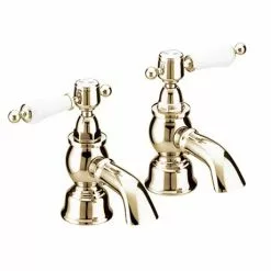 Heritage Bathrooms Heritage - Glastonbury Bath Pillar Taps - Vintage Gold - TGRG01