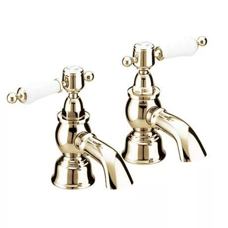 Heritage Bathrooms Heritage - Glastonbury Bath Pillar Taps - Vintage Gold - TGRG01 1 Heritage Bathrooms Heritage - Glastonbury Bath Pillar Taps - Vintage Gold - TGRG01