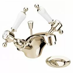 Heritage Bathrooms Heritage - Glastonbury Mono Basin Mixer With Pop-up Waste - Vintage Gold - TGRG04