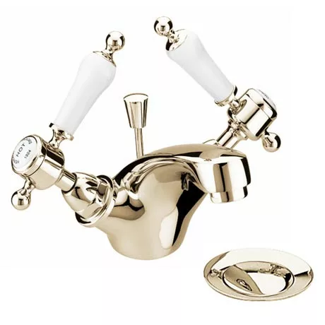 Heritage Bathrooms Heritage - Glastonbury Mono Basin Mixer With Pop-up Waste - Vintage Gold - TGRG04 1 Heritage Bathrooms Heritage - Glastonbury Mono Basin Mixer With Pop-up Waste - Vintage Gold - TGRG04