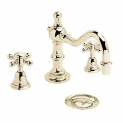 Heritage Bathrooms Heritage - Hartlebury 3 Hole Swivel Spout Basin Mixer With Pop-up Waste - Vintage Gold - THRG09