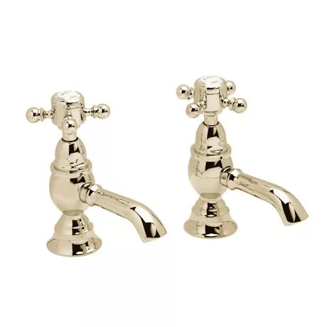 Heritage Bathrooms Heritage - Hartlebury Basin Pillar Taps - Vintage Gold - THRG00 1 Heritage Bathrooms Heritage - Hartlebury Basin Pillar Taps - Vintage Gold - THRG00