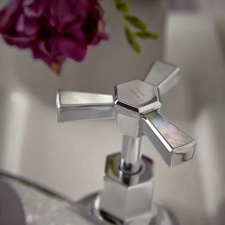 Heritage Bathrooms Heritage Gracechurch Mother Of Pearl Basin Pillar Taps - TGRDMOP00 2 Heritage Bathrooms Heritage Gracechurch Mother Of Pearl Basin Pillar Taps - TGRDMOP00 - Image 2