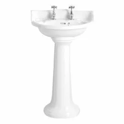 Heritage Bathrooms Heritage - Dorchester Cloakroom Basin & Pedestal - 1 Or 2 Tap Hole Options