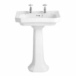 Heritage Bathrooms Heritage - Granley Deco 2TH Basin & Tall Pedestal