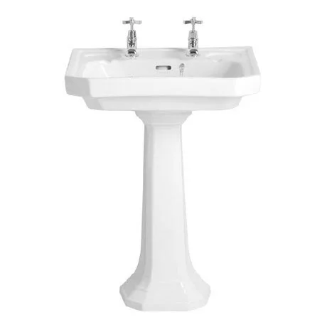 Heritage Bathrooms Heritage - Granley Deco 2TH Basin & Tall Pedestal 1 Heritage Bathrooms Heritage - Granley Deco 2TH Basin & Tall Pedestal