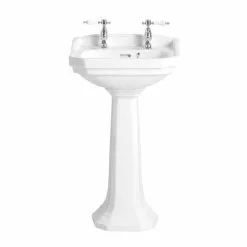 Heritage Bathrooms Heritage - Granley Cloakroom Basin & Pedestal - 1 Or 2 Tap Hole Options