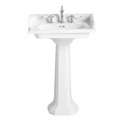Heritage Bathrooms Heritage - Dorchester Square Basin & Pedestal - 2 Or 3 Tap Hole Options