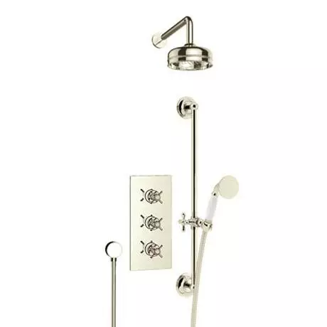 Heritage Bathrooms Heritage Dawlish Concealed Valve With 6" Fixed Head & Adjustable Riser - Vintage Gold - SDCDUAL06 2 Heritage Bathrooms Heritage Dawlish Concealed Valve With 6" Fixed Head & Adjustable Riser - Vintage Gold - SDCDUAL06 - Image 2
