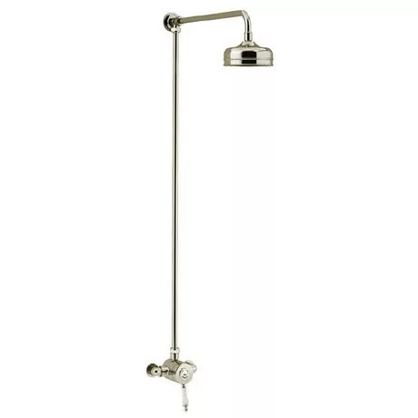 Heritage Bathrooms Heritage Glastonbury Exposed Shower With Premium Fixed Riser Kit - Vintage Gold - SGSIN04 1 Heritage Bathrooms Heritage Glastonbury Exposed Shower With Premium Fixed Riser Kit - Vintage Gold - SGSIN04