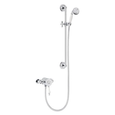 Heritage Bathrooms Heritage Glastonbury Exposed Shower With Premium Flexible Riser Kit - Chrome - SGSIN05 1 Heritage Bathrooms Heritage Glastonbury Exposed Shower With Premium Flexible Riser Kit - Chrome - SGSIN05