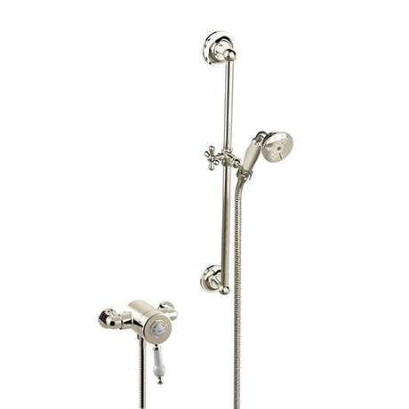 Heritage Bathrooms Heritage Glastonbury Exposed Shower With Premium Flexible Riser Kit - Vintage Gold - SGSIN06 1 Heritage Bathrooms Heritage Glastonbury Exposed Shower With Premium Flexible Riser Kit - Vintage Gold - SGSIN06