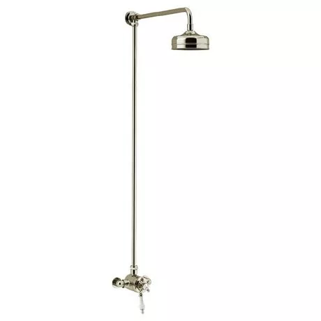 Heritage Bathrooms Heritage Hartlebury Exposed Shower With Premium Fixed Riser Kit - Vintage Gold - SHDDUAL08 1 Heritage Bathrooms Heritage Hartlebury Exposed Shower With Premium Fixed Riser Kit - Vintage Gold - SHDDUAL08