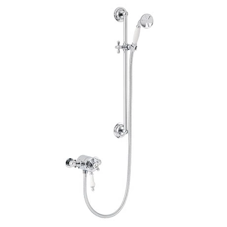 Heritage Bathrooms Heritage Hartlebury Exposed Shower With Premium Flexible Riser Kit - Chrome - SHDDUAL09 1 Heritage Bathrooms Heritage Hartlebury Exposed Shower With Premium Flexible Riser Kit - Chrome - SHDDUAL09