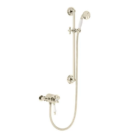 Heritage Bathrooms Heritage Hartlebury Exposed Shower With Premium Flexible Riser Kit - Vintage Gold - SHDDUAL10 1 Heritage Bathrooms Heritage Hartlebury Exposed Shower With Premium Flexible Riser Kit - Vintage Gold - SHDDUAL10