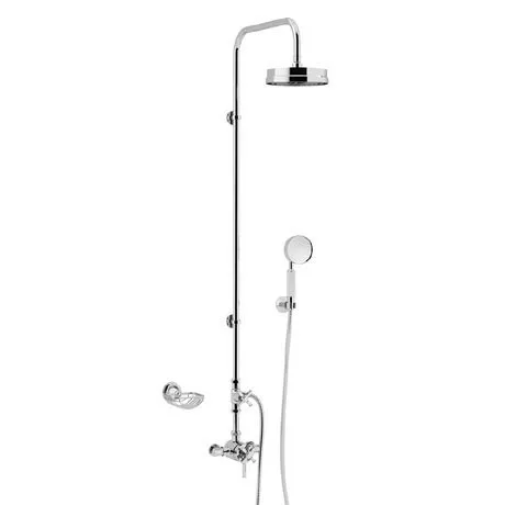 Heritage Bathrooms Heritage Somersby Exposed Shower With Deluxe Fixed Riser Kit & Diverter To Handset - Chrome - SSOBDUAL04 1 Heritage Bathrooms Heritage Somersby Exposed Shower With Deluxe Fixed Riser Kit & Diverter To Handset - Chrome - SSOBDUAL04