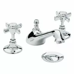 Heritage Bathrooms Heritage - Dawlish 3 Hole Basin Mixer With Pop-up Waste - Chrome - TDCC06
