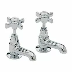Heritage Bathrooms Heritage - Dawlish Short Nose Basin Pillar Taps - Chrome - TDCCS00