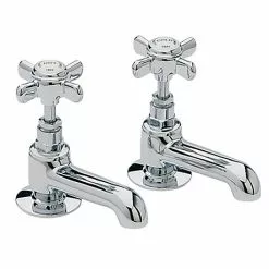 Heritage Bathrooms Heritage - Dawlish Basin Pillar Taps - Chrome - TDCC00