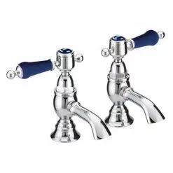 Heritage Bathrooms Heritage Glastonbury Midnight Blue Basin Pillar Taps - TGRBL00