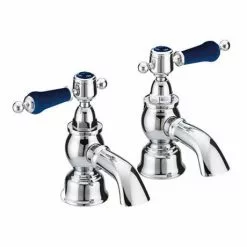 Heritage Bathrooms Heritage Glastonbury Midnight Blue Bath Pillar Taps - TGRBL01
