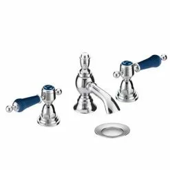 Heritage Bathrooms Heritage Glastonbury Midnight Blue 3 Hole Basin Mixer With Pop-up Waste - TGRBL06
