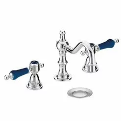 Heritage Bathrooms Heritage Glastonbury Midnight Blue 3 Hole Swivel Spout Basin Mixer With Pop-up Waste - TGRBL09