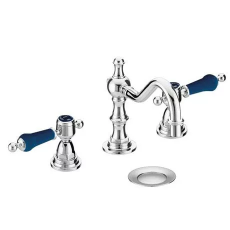 Heritage Bathrooms Heritage Glastonbury Midnight Blue 3 Hole Swivel Spout Basin Mixer With Pop-up Waste - TGRBL09 1 Heritage Bathrooms Heritage Glastonbury Midnight Blue 3 Hole Swivel Spout Basin Mixer With Pop-up Waste - TGRBL09