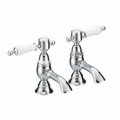 Heritage Bathrooms Heritage - Glastonbury Basin Pillar Taps - Chrome - TGRC00
