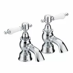 Heritage Bathrooms Heritage - Glastonbury Bath Pillar Taps - Chrome - TGRC01