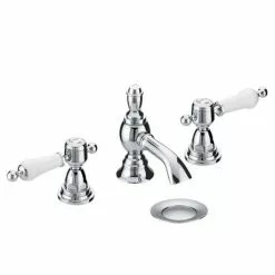 Heritage Bathrooms Heritage - Glastonbury 3 Hole Basin Mixer With Pop-up Waste - Chrome - TGRC06