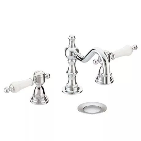 Heritage Bathrooms Heritage Glastonbury 3 Tap Hole Swivel Spout Basin Mixer With Pop-up Waste - Chrome - TGRC09 1 Heritage Bathrooms Heritage Glastonbury 3 Tap Hole Swivel Spout Basin Mixer With Pop-up Waste - Chrome - TGRC09