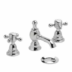 Heritage Bathrooms Heritage - Hartlebury 3 Hole Basin Mixer With Pop-up Waste - Chrome - THRC06