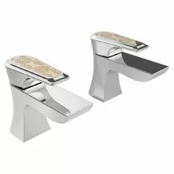 Heritage Bathrooms Heritage Lymington Lace Gold Basin Pillar Taps - TLYCG00