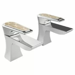 Heritage Bathrooms Heritage Lymington Lace Gold Bath Pillar Taps - TLYCG01