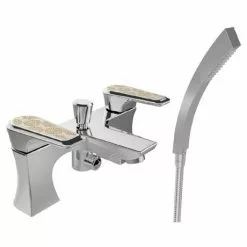 Heritage Bathrooms Heritage Lymington Lace Gold Bath Shower Mixer - TLYCG02