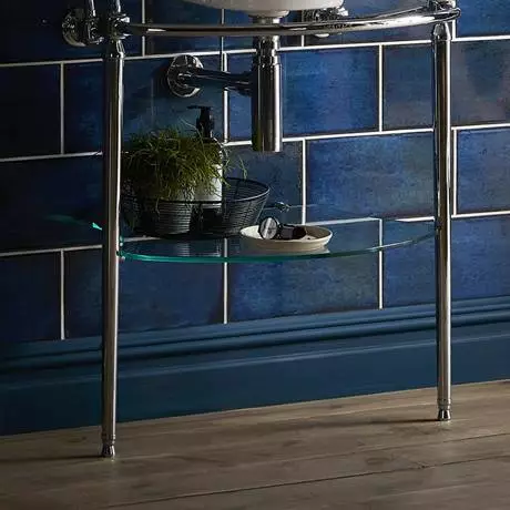 Heritage Bathrooms Heritage Abingdon Claverton Washstand Glass Shelf - Vintage Gold - WGABCLAVG 2 Heritage Bathrooms Heritage Abingdon Claverton Washstand Glass Shelf - Vintage Gold - WGABCLAVG - Image 2